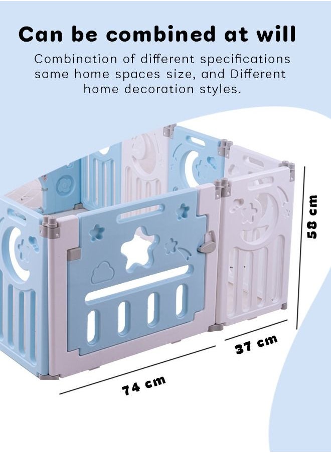 BAYBEE Baby Playard Playpen For Kids Smart Folding Portable Child Play Gate Fence For Kids With Safety Lock Suction Cup Indoor Outdoor Upto 3 Yrs 10 Panels + 2 Gates Blue  - Image 4