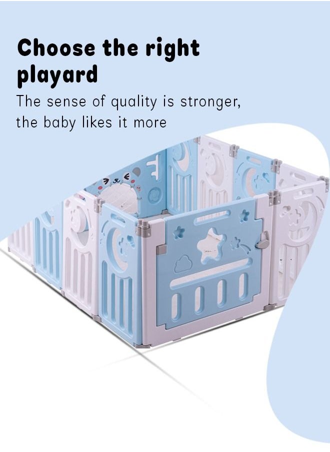 BAYBEE Baby Playard Playpen For Kids Smart Folding Portable Child Play Gate Fence For Kids With Safety Lock Suction Cup Indoor Outdoor Upto 3 Yrs 10 Panels + 2 Gates Blue  - Image 3