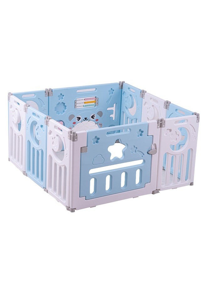 BAYBEE Baby Playard Playpen For Kids Smart Folding Portable Child Play Gate Fence For Kids With Safety Lock Suction Cup Indoor Outdoor Upto 3 Yrs 10 Panels + 2 Gates Blue  - Image 1