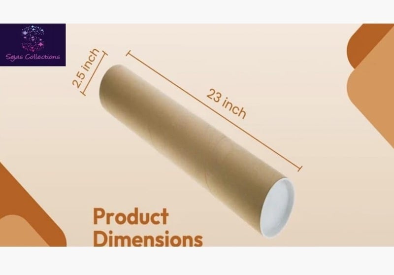 SEJASCOLLECTIONS [ Pack of 2 Cardboard Mailing Tube Ideal for Shipping, Art and Craft, DIY, Brown Packing 23 Inch Long and 2.5 Inch Diameter (With Black Plastic lids) - Image 4