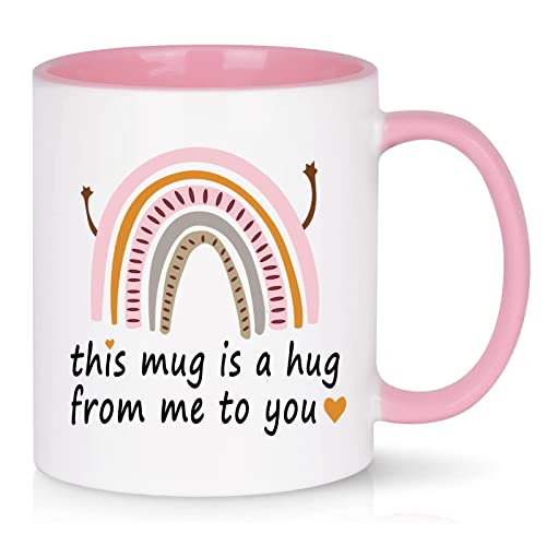 WENSSY Friendship Gifts: Hug Mug - 11 Oz Pink, Perfect for Best Friends, Birthday, Christmas & White Elephant Gifts - Image 1