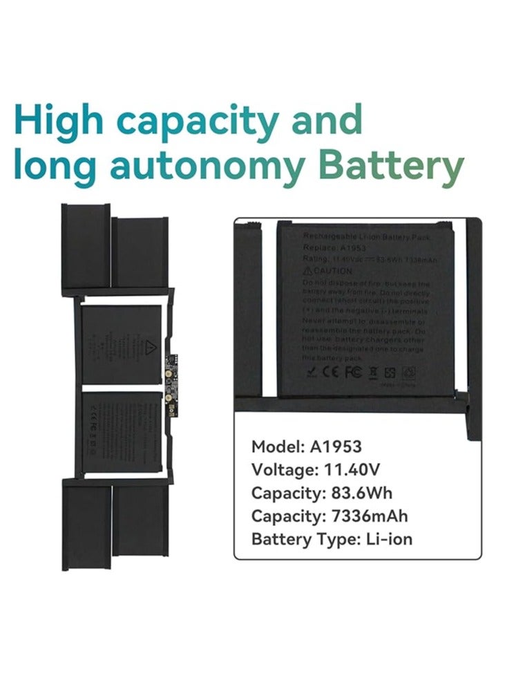 Terabyte بطارية لابتوب بديلة A1953 لجهاز برو 15" مع شريط اللمس A1990 EMC 3215 3359 BTO CTO منتصف 2018 2019 MV902LL/A MV912LL/A MV922LL/A MV932LL/A MV942LL/A MV952LL/A MV962LL/A MV977 222 2LL/A 02B/A - Image 2