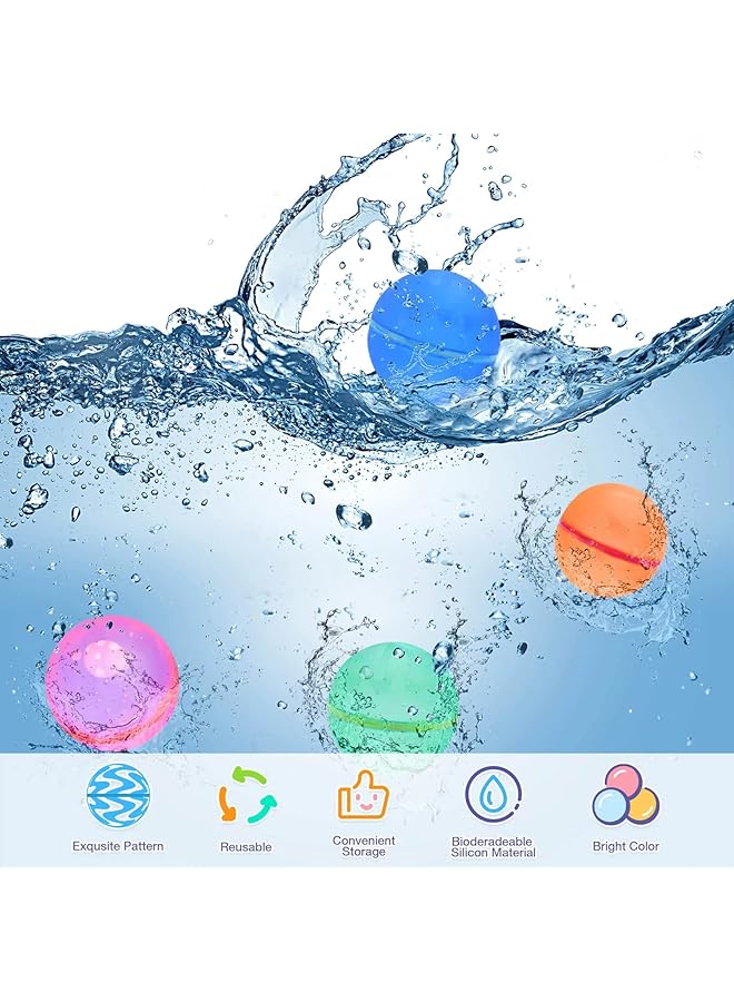 KASTWAVE Reusable Water Balloons Quick Fill Self Sealing Refillable Magnetic Silicone Water Balls For Kids Summer Water Toys Outdoor Toys Pool Toys Self Sealing Water Bomb For Kids Adults (6 Pcs) - Image 2