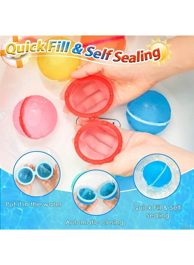 KASTWAVE Reusable Water Balloons Quick Fill Self Sealing Refillable Magnetic Silicone Water Balls For Kids Summer Water Toys Outdoor Toys Pool Toys Self Sealing Water Bomb For Kids Adults (6 Pcs) - Image 3