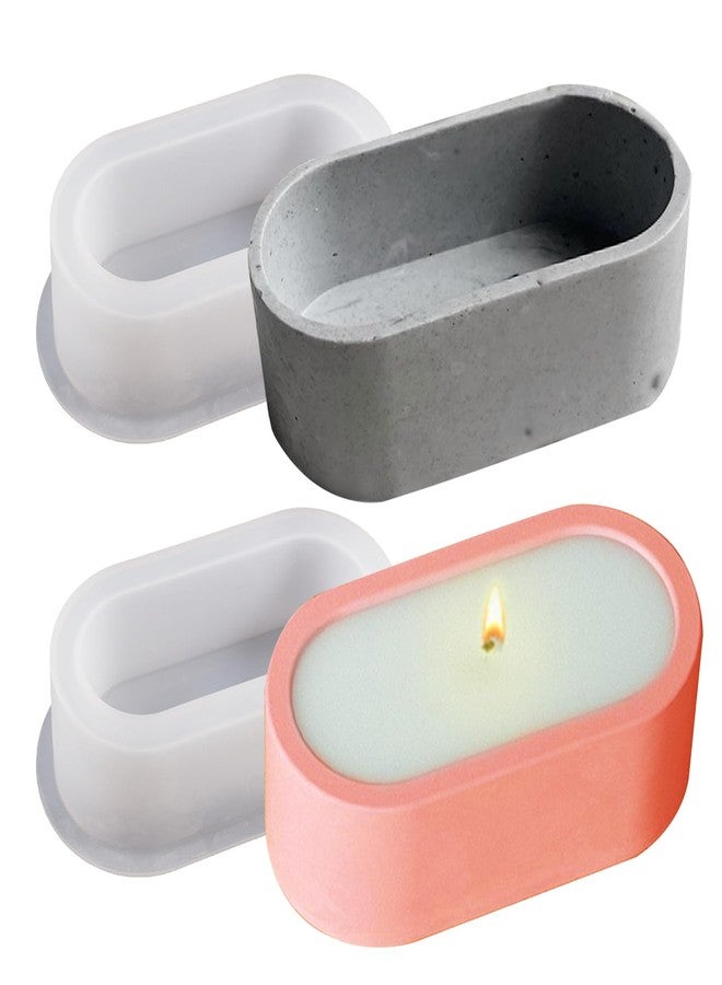 Wehous 2PCS Oval Plant Pot Mold Candle Holder Storage Box Jar Silicone Molds for Epoxy Resin Casting Unique Jewelry Trinket Container Bowl Resin Concrete Cement Molds DIY Art Craft Table Home Decor - Image 1