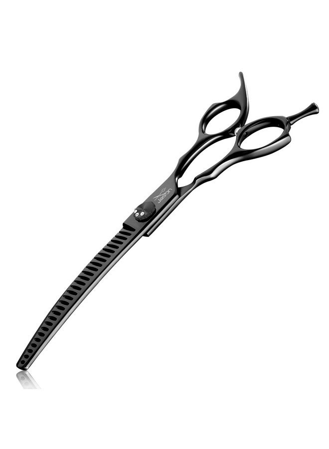 جيسون مقص جيسون المنحني للكلاب، مقاس 7 بوصات، مقص مريح للحيوانات الأليفة، أسود اللون، مقص منحني للكلاب، مقص احترافي للعناية بالحيوانات الأليفة (28 سنًا، منحني للأسفل) - Image 1