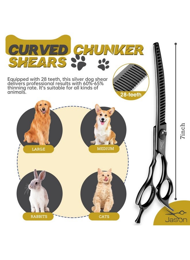 جيسون مقص جيسون المنحني للكلاب، مقاس 7 بوصات، مقص مريح للحيوانات الأليفة، أسود اللون، مقص منحني للكلاب، مقص احترافي للعناية بالحيوانات الأليفة (28 سنًا، منحني للأسفل) - Image 2