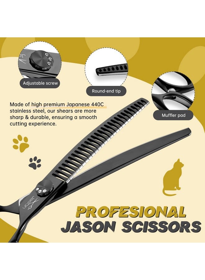 جيسون مقص جيسون المنحني للكلاب، مقاس 7 بوصات، مقص مريح للحيوانات الأليفة، أسود اللون، مقص منحني للكلاب، مقص احترافي للعناية بالحيوانات الأليفة (28 سنًا، منحني للأسفل) - Image 3