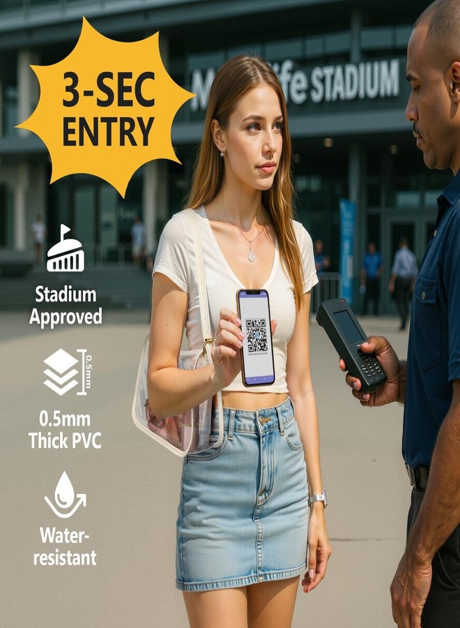 PACKISM Clear Shoulder Bag 9x6x3 - Clear Bag for Stadium Events for Women, PVC and Leather Handbag Transparent Bag with Adjustable Strap, Perfect for Sport Events Concert Game Day Daily, Beige - Image 2