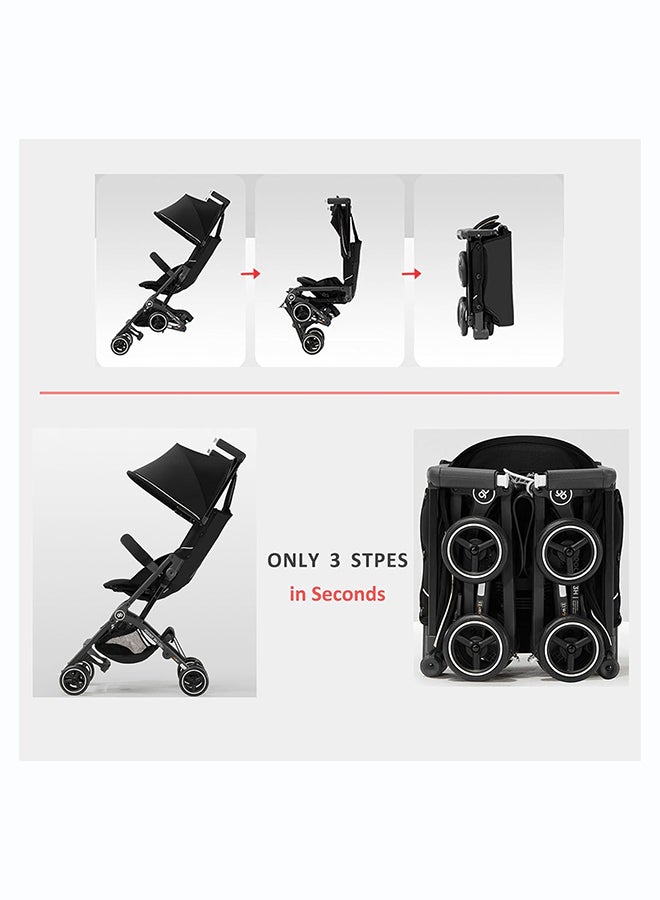 GB Pockit All-Terrain Travel Stroller Airplane Cabin for 22kg Weight Baby, Compact Lightwight Stroller for Toddler, Foldable Pushchair with Removable Canopy, Black&Gold - Image 3