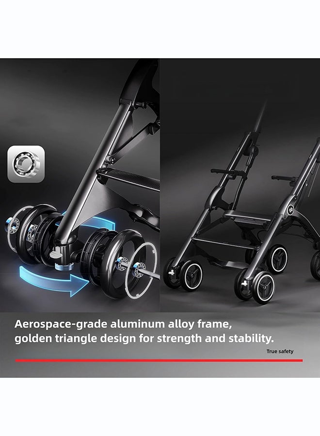 GB Pockit All-Terrain Travel Stroller Airplane Cabin for 22kg Weight Baby, Compact Lightwight Stroller for Toddler, Foldable Pushchair with Removable Canopy, Black&Gold - Image 4