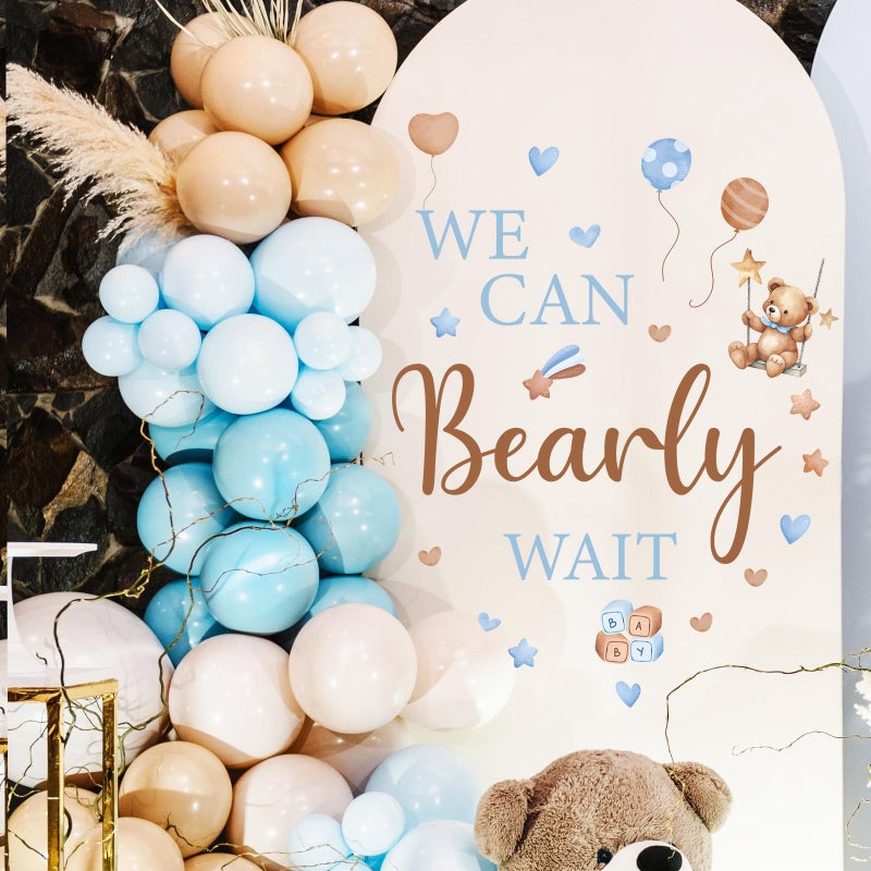 Wxiben Bearly Wait Wall Decal - Bear Sign Welcome Baby Shower Decorations, Removable Sticker for Balloon Arch Backdrop Decor, Gender Reveal Pregnancy Party Supplies - Image 1