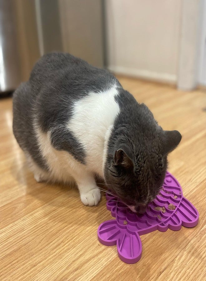 سبوت سجادة لعق مهدئة من سبوت - سجادة لعق للقطط والقطط الصغيرة والكلاب المتوسطة والكبيرة والجراء، مصنوعة من مطاط آمن غذائيًا، لتخفيف القلق، وسادة لعق زبدة الفول السوداني للكلاب، أداة تغذية بطيئة، 9.75 بوصة، سمكة - Image 4