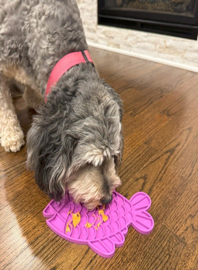 سبوت سجادة لعق مهدئة من سبوت - سجادة لعق للقطط والقطط الصغيرة والكلاب المتوسطة والكبيرة والجراء، مصنوعة من مطاط آمن غذائيًا، لتخفيف القلق، وسادة لعق زبدة الفول السوداني للكلاب، أداة تغذية بطيئة، 9.75 بوصة، سمكة - Image 5