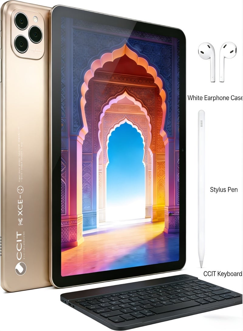 CCIT Tab 16Pro+ Tablet, 10.1 Inch, 16GB RAM, 1TB ROM, 5G WiFi, Dual SIM, Android 15, With Keyboard & Bluetooth Headset - Gold - Image 2