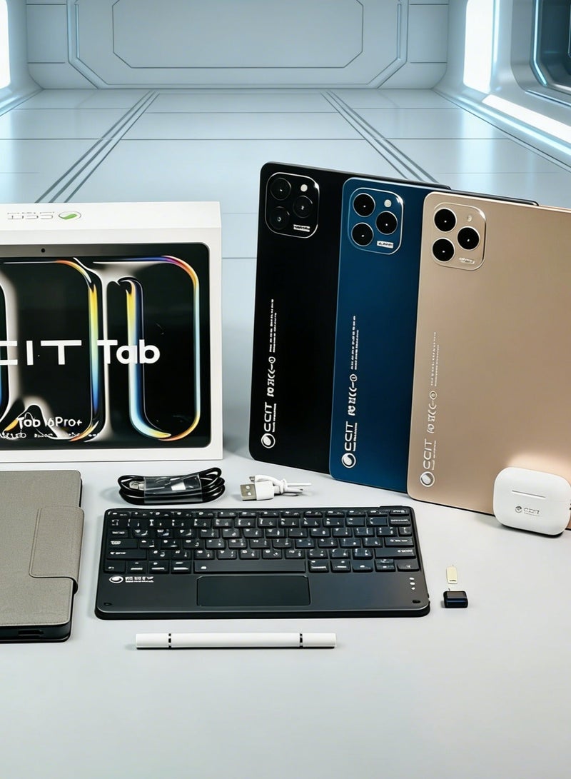 CCIT Tab 16Pro+ Tablet, 10.1 Inch, 16GB RAM, 1TB ROM, 5G WiFi, Dual SIM, Android 15, With Keyboard & Bluetooth Headset - Gold - Image 3