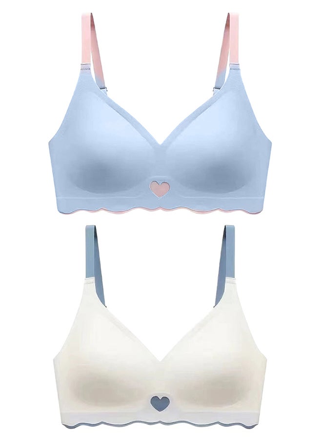 MARGOUN 2 Pack Women's XL Sports Bra Strong Support Seamless Lace Non-Slip Sports Bra Daily Wear Bra Without Underwire Classic Soft Bra for Yoga Sports Bustier White/Blue  - Image 2
