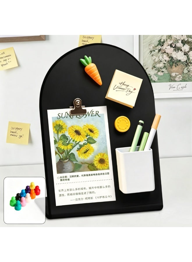 YelaJoy Magnetic Bulletin Board with Stand, Magnetic Board, Magnet Board, Metal Tabletops Memo Photos/Souvenir Display Board Magnet Desk Display Stand for Home School Office Kitchen Decoration - Image 1
