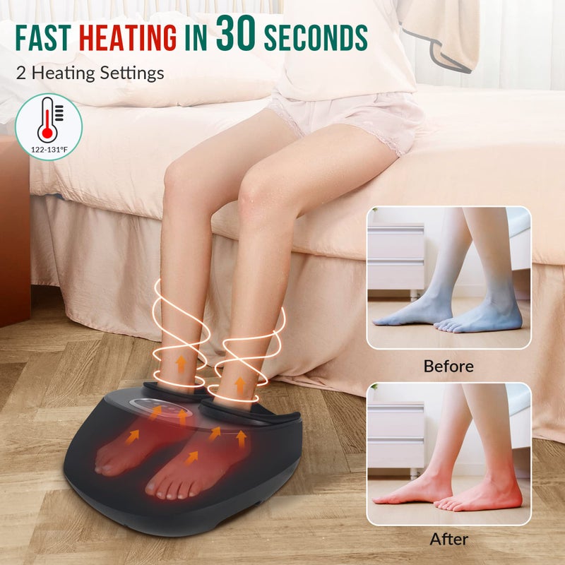 Snailax Shiatsu Foot Massager with Heat, Kneading, Compression, Vibration, Feet Massage Machine for Plantar Fasciitis, Neuropathy, Foot Warmer, Gifts for Women Men,Size 13 - Image 3