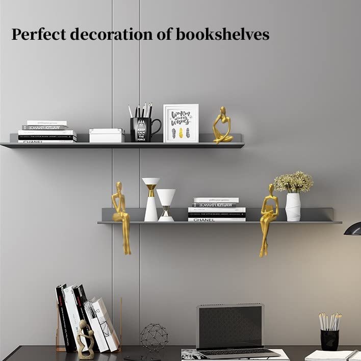 Prettidecor Gold Home Decor Thinker Statue Accents, Set of 3 Thinker Sculptures Office Decor Modern Abstract Resin Decoration on Shelf Table Desk for Living Room Office Bedroom (Small Gold) - Image 5