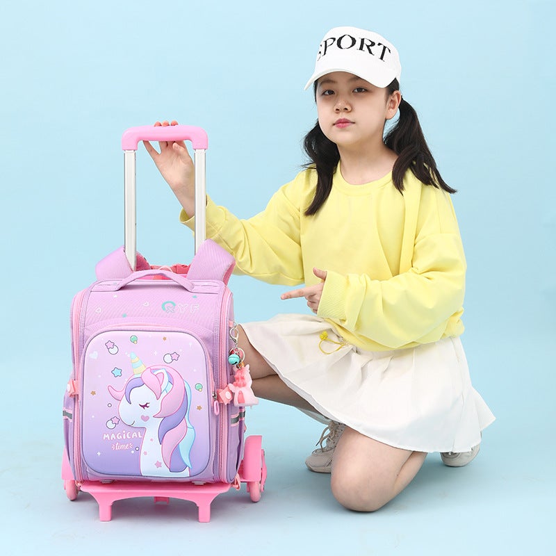 Cabuius 2023 New Unicorn Trolley Schoolbag Female Primary School Children Detachable Dual-Purpose Climbing Building - Image 3