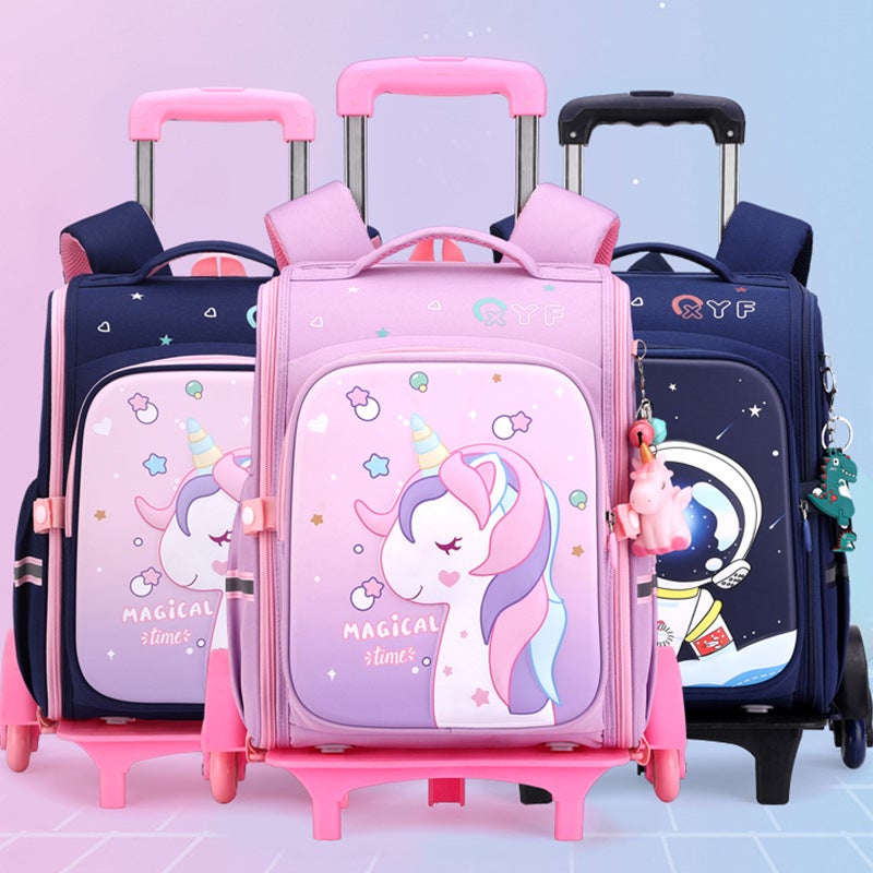 Cabuius 2023 New Unicorn Trolley Schoolbag Female Primary School Children Detachable Dual-Purpose Climbing Building - Image 2