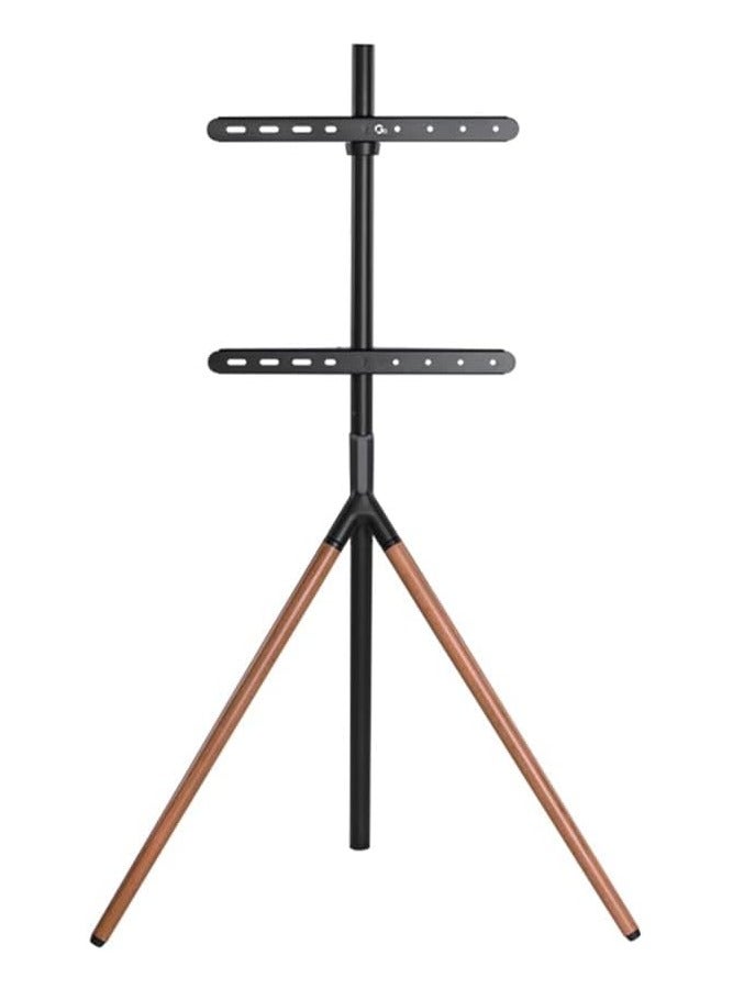 TIGER Easel Studio TV Stand – Modern Floor Tripod Mount for 49" - 70" Screens, Adjustable Height, Heavy-Duty Support Up to 40 KG – Space-Saving Design with Cable Management & Anti-Tip Safety Lock for Home, Office & Studio – Grey/Walnut - Image 1
