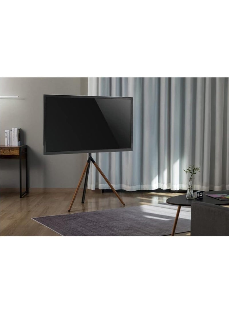 TIGER Easel Studio TV Stand – Modern Floor Tripod Mount for 49" - 70" Screens, Adjustable Height, Heavy-Duty Support Up to 40 KG – Space-Saving Design with Cable Management & Anti-Tip Safety Lock for Home, Office & Studio – Grey/Walnut - Image 4