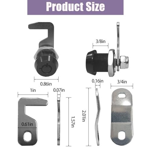 NIANNIAN 5 Pack Black Toolbox Locks with Keys 58 Inch Tubular Cam Lock Keyed Alike Zinc Alloy Cabinet Lock Hook Cam Drawers Locks 5 - Image 3