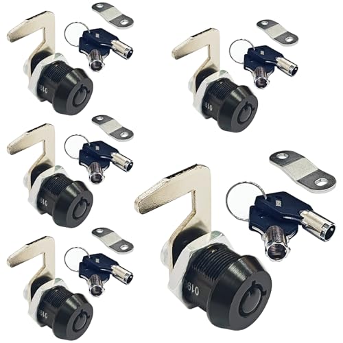 NIANNIAN 5 Pack Black Toolbox Locks with Keys 58 Inch Tubular Cam Lock Keyed Alike Zinc Alloy Cabinet Lock Hook Cam Drawers Locks 5 - Image 1