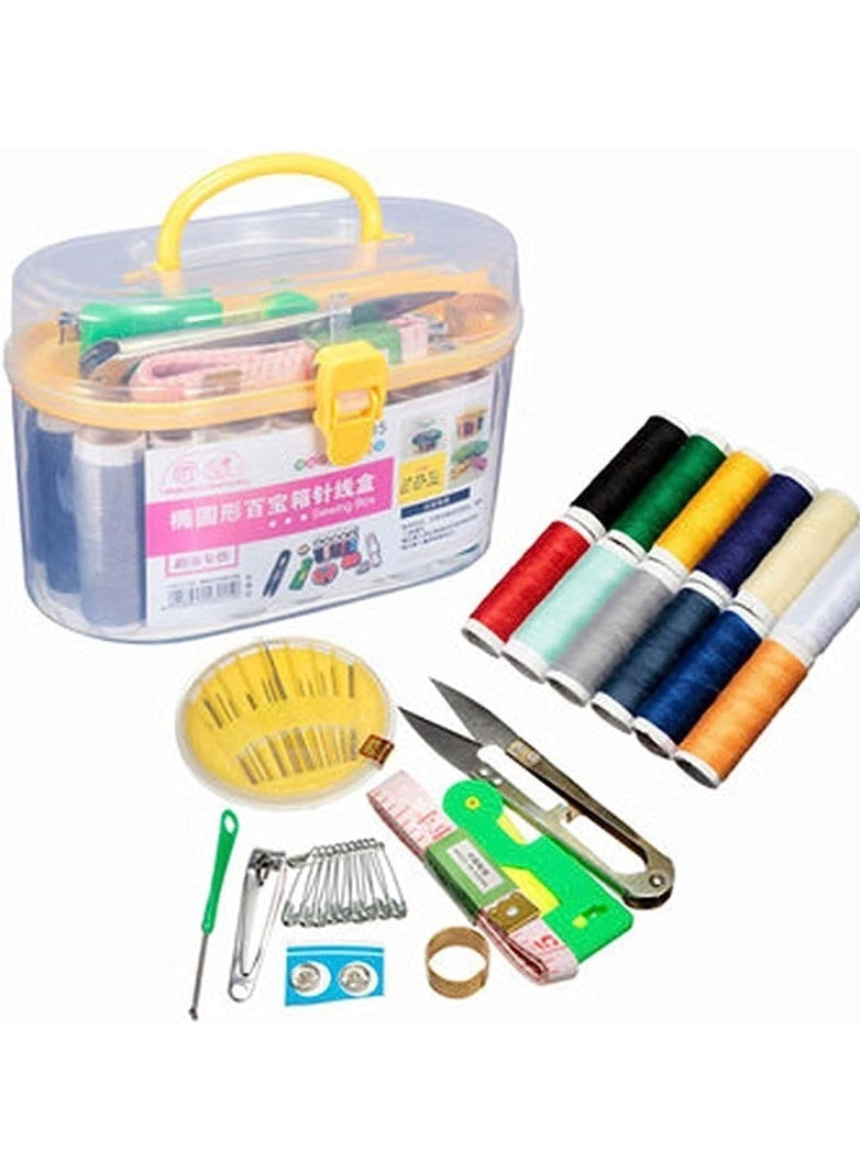 Generic Portable Sewing Kit Box – Complete Thread & Needle Set with Scissors, Tape Measure, Safety Pins & Buttons – Home, Travel & Emergency Repair Kit – Multicolor – 1 Set - Image 1