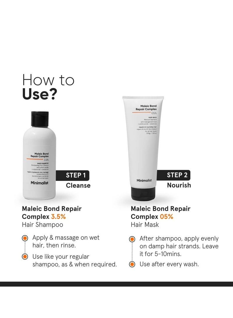 Minimalist Hair Mask For Frizzy Hair, Repairing Dry, Damaged & Dull Hair | Maleic Bond Repair Complex 05% with Transglutaminase, Amino Acids & Ceramides | For Damaged & Treated Hair | Controls Frizzy Hair | For Women & Men | 200 gm - Image 5