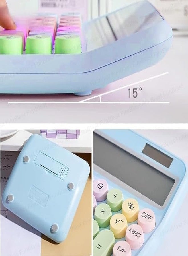 TERXA آلة حاسبة أساسية من تيركسا بشاشة LCD كبيرة مكونة من 12 رقمًا وأزرار كبيرة | تصميم حلوى ملون للاستخدام في المكتب/المدرسة/المنزل | آلة حاسبة ميكانيكية مستوحاة من الآلة الكاتبة (عبوة من قطعة واحدة، متعددة الألوان) (صغيرة) - Image 2