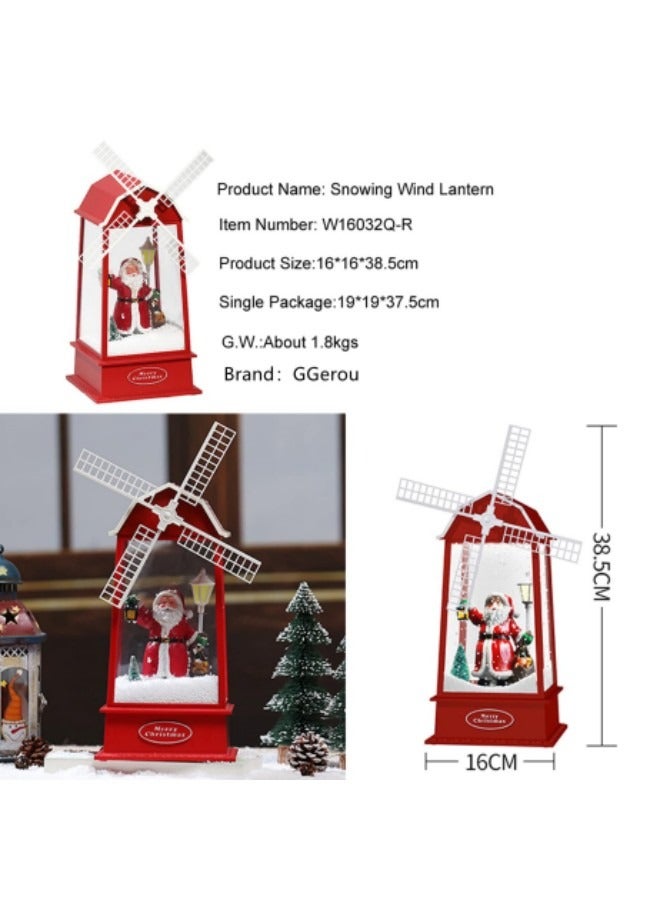 GGEROU Snow Globe Snowing Lantern Musical Boxs with Lights,Santa Claus Lantern with 8 Music Songs,Battery & USB Powered Light 6H Timer, Windmill - Image 3