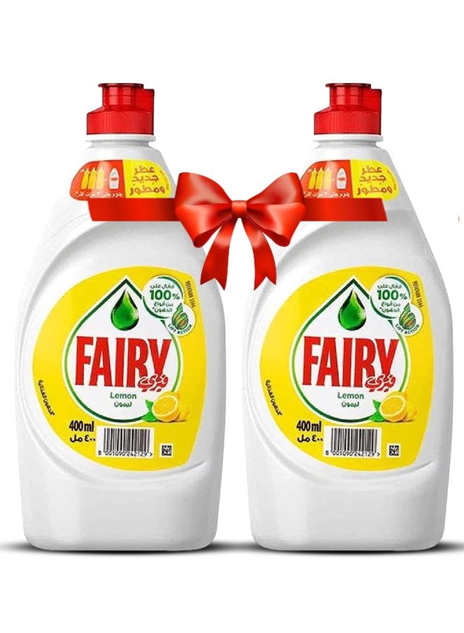 Fairy Lemon Dishwashing Liquid with Bleach Alternative Power 2x400ml