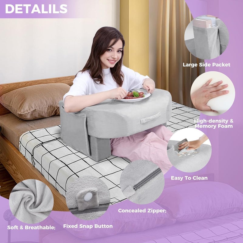 SONIQE Soft Reading Pillow - Arm Rest Lap Desk Pillow for Adult - Premium Foam Bed Rest Pillow for Reading Working Playing Game or Sitting in Bed Floor Sofa(Grey) - Image 4
