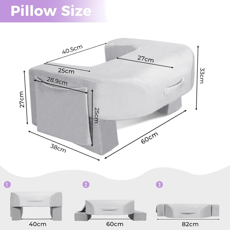 SONIQE Soft Reading Pillow - Arm Rest Lap Desk Pillow for Adult - Premium Foam Bed Rest Pillow for Reading Working Playing Game or Sitting in Bed Floor Sofa(Grey) - Image 2