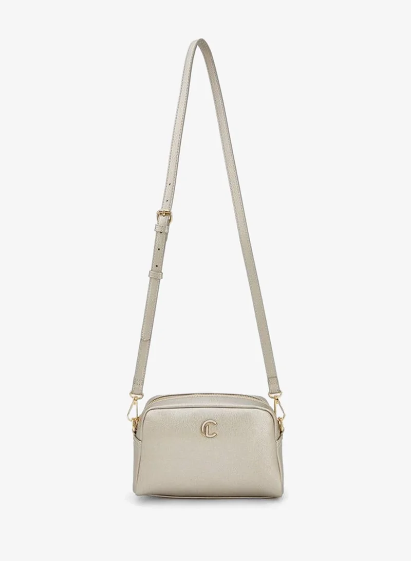 لو كونفورت Textured Crossbody Bag With Zip Closure