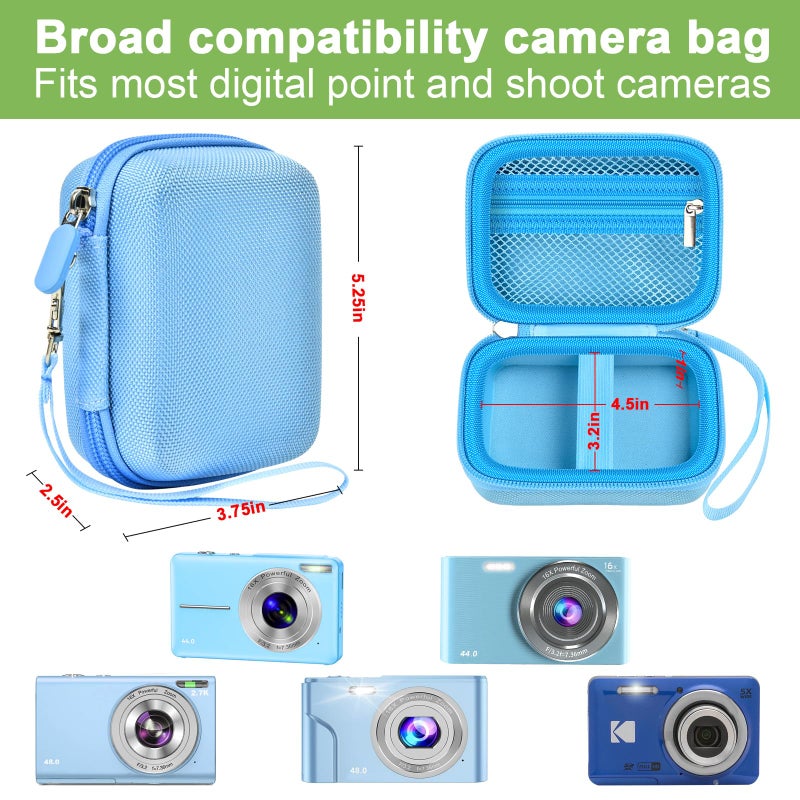 ALKOO Digital Camera Case Compatible with VAHOIALD FHD 1080P/ for CAMKORY Digital Point and Shoot/for KODAK PIXPRO FZ45-BK 16MP Vlogging/for IWEUKJLO/for Nsoela, Holder for SD Card More- Blue (Box Only) - Image 3