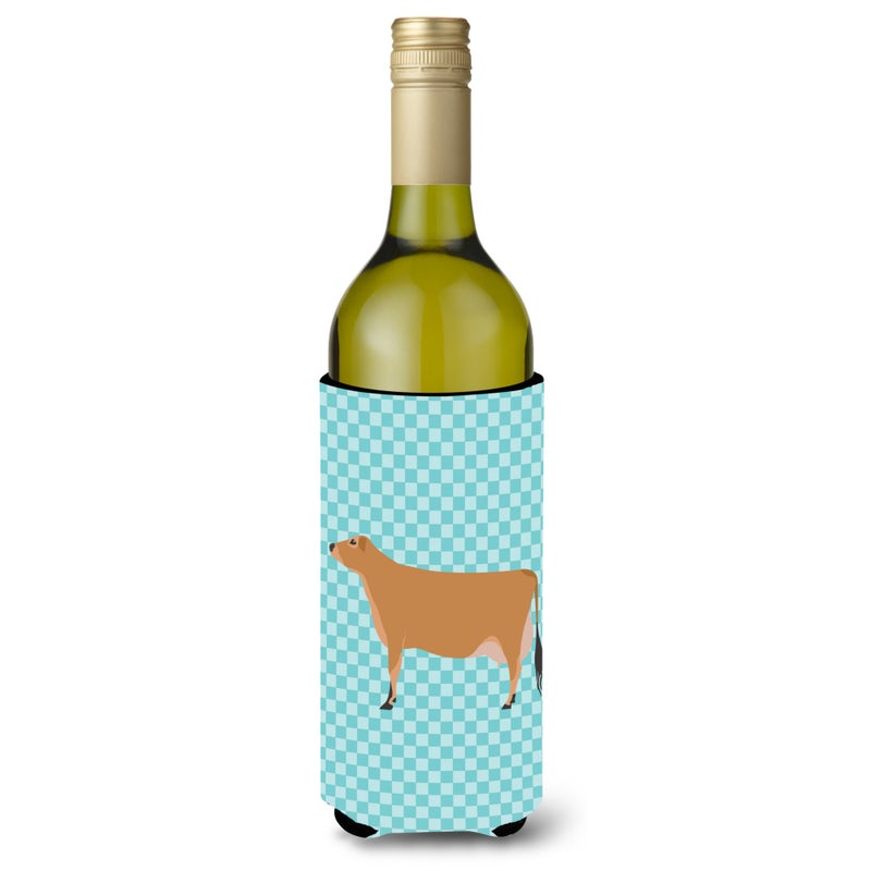 Caroline's Treasures ""Caroline's Treasures Jersey Cow Blue Check Decorative Bottle Hugger  750 ml  Multicolor""