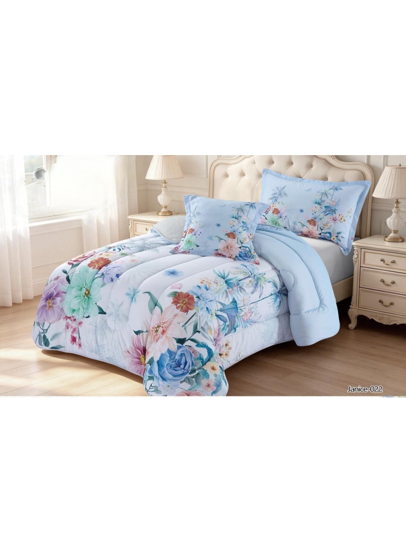 A soft, medium-fill 4-piece children's quilt and bedding set for boys and girls, featuring a modern print and double-sided stitching; soft and breathable.