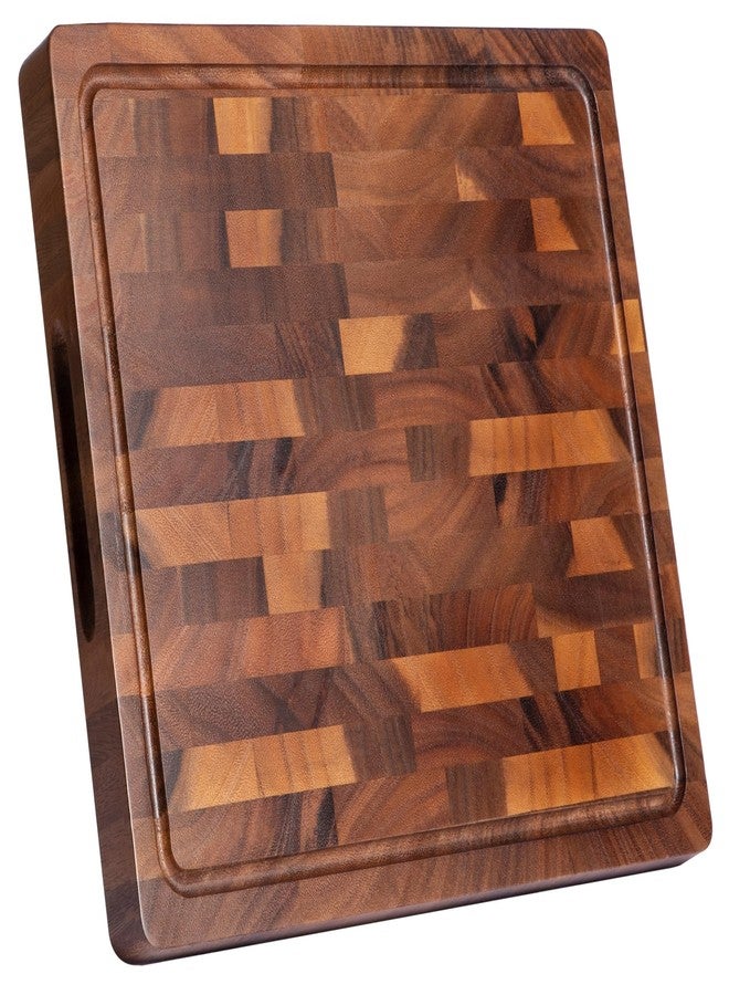 FYCTIO Walnut Cutting Boards for Kitchen, End Grain Wooden Cutting Board Double Sided, Thick Chopping Board with Handle, Large Charcuterie Butcher Block Meal Prep & Serving with Gift Box, 17"×13"×1" - Image 1