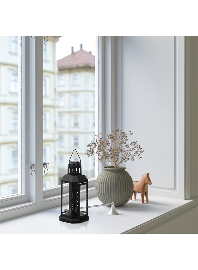 زبون فانوس للشموع الصغيرة، للاستخدام الداخلي/الخارجي، أسود، 22 سم - Image 4