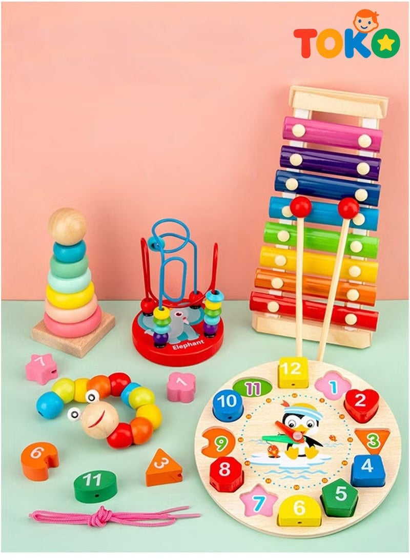 توكو ٥ قطع ألعاب تعليمية مبكرة للأطفال | ألعاب حسية تنموية | للأعمار ١ ٢ ٣+ سنوات | ألعاب مونتيسوري | هدية للأولاد والبنات - Image 1