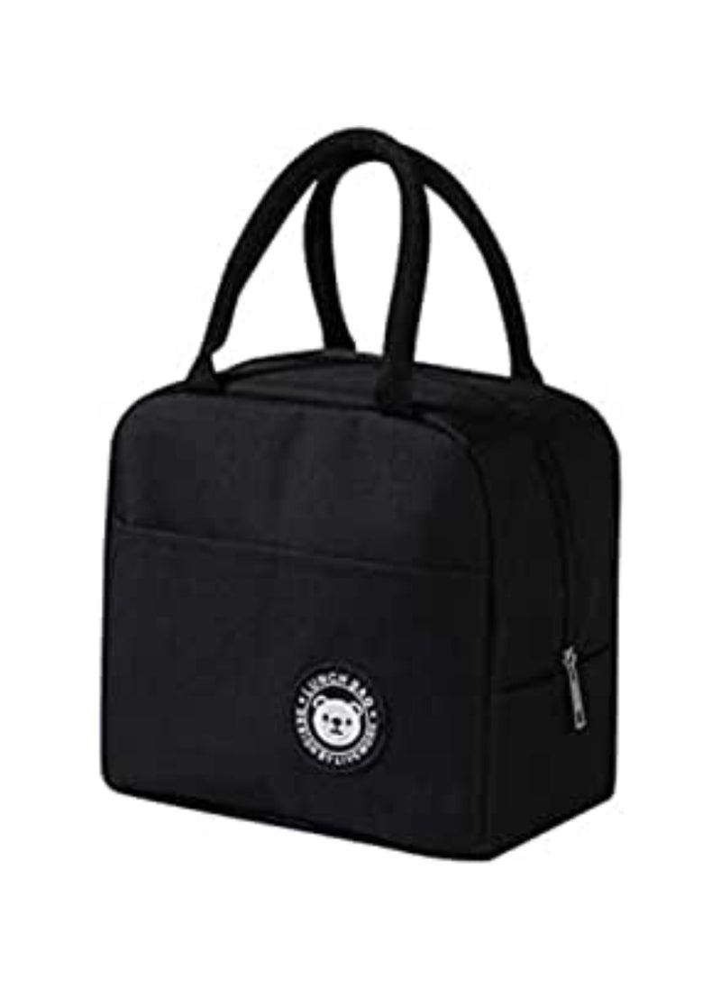 MahMir Lunch bag with Insulated Material, lunch bag for kids ,Girls,Boys,Women, Man, Office, School, College , Beach, Picnic, Fishing, Hiking Travel, Cooler Tote Bag ( Black )  - Image 1