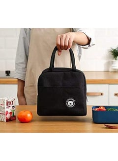 MahMir Lunch bag with Insulated Material, lunch bag for kids ,Girls,Boys,Women, Man, Office, School, College , Beach, Picnic, Fishing, Hiking Travel, Cooler Tote Bag ( Black )  - Image 2