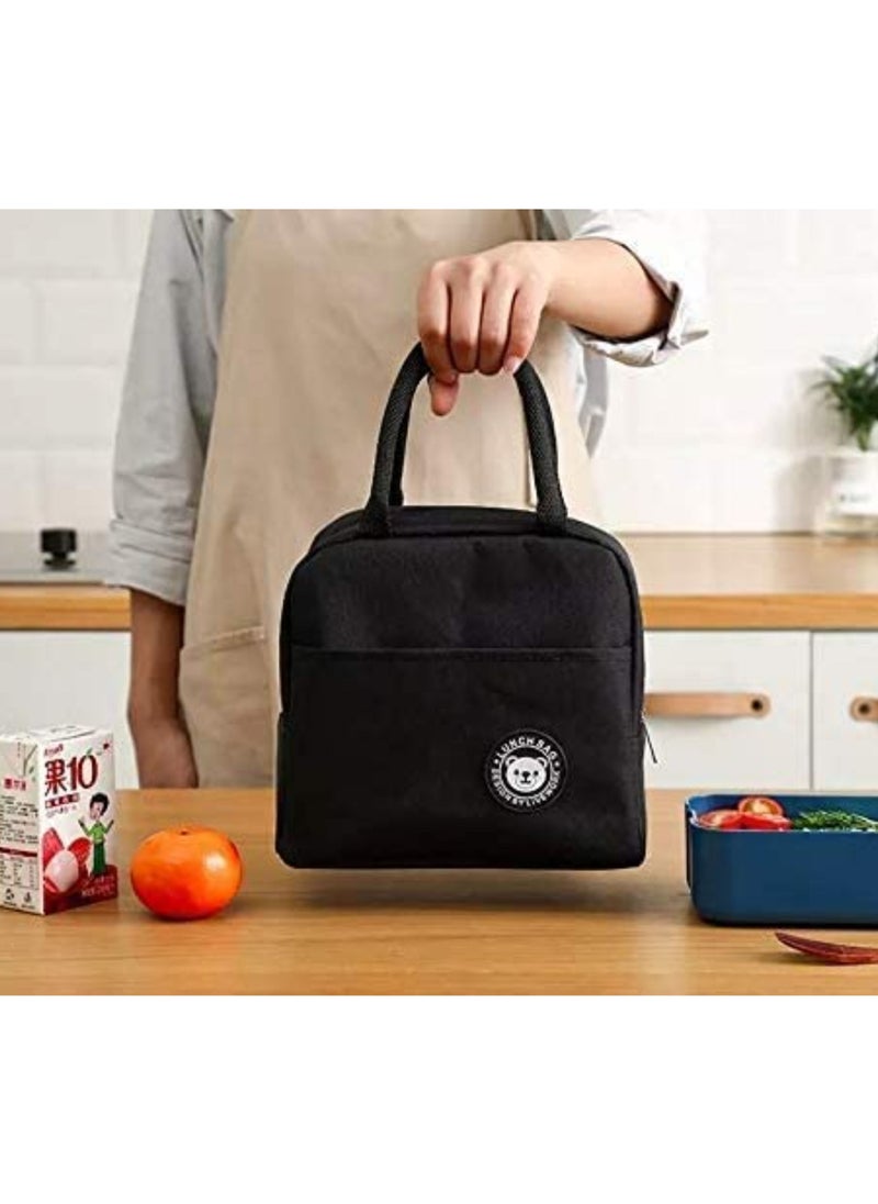 MahMir Lunch bag with Insulated Material, lunch bag for kids ,Girls,Boys,Women, Man, Office, School, College , Beach, Picnic, Fishing, Hiking Travel, Cooler Tote Bag ( Black )  - Image 2