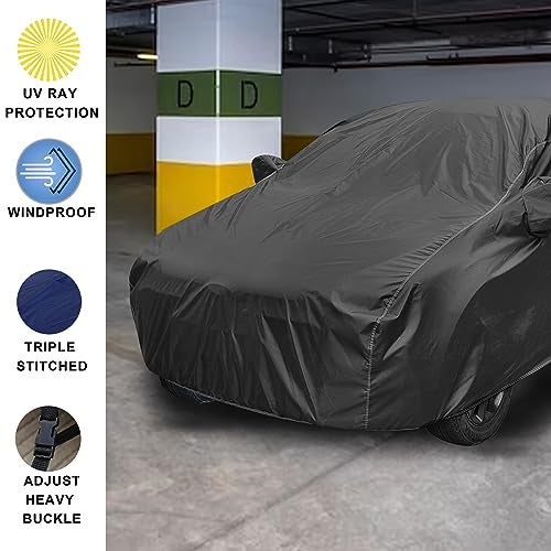 Auto Hub Car Cover Compatible with Maruti Swift (Model : 2005-2017) with Mirror Pocket, Water Resistant, Triple Stitched, Swift Car Cover, Grey - Image 2