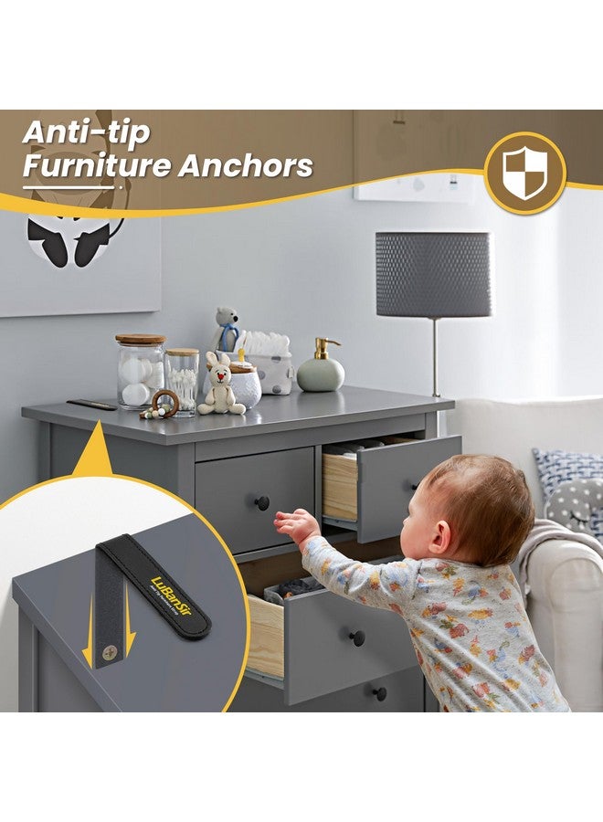 LuBanSir Furniture Anchors, 6 Pack Furniture Wall Anchor Straps for Dresser, Shelves, Bookcase Anti-Tip Safety - Image 5