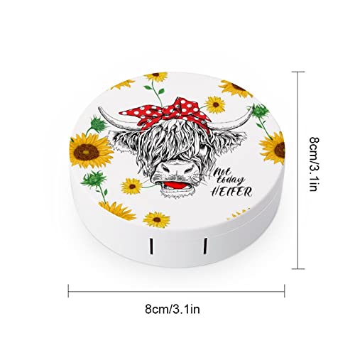 PutDiDi Cow Sunflower Heifer Contact Lens Case Holder with Mirror, Tweezers, Lens Cleaner Solution Bottle, Portable Travel Kit - Image 2